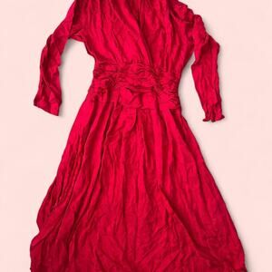 Vintage red silk midi dress